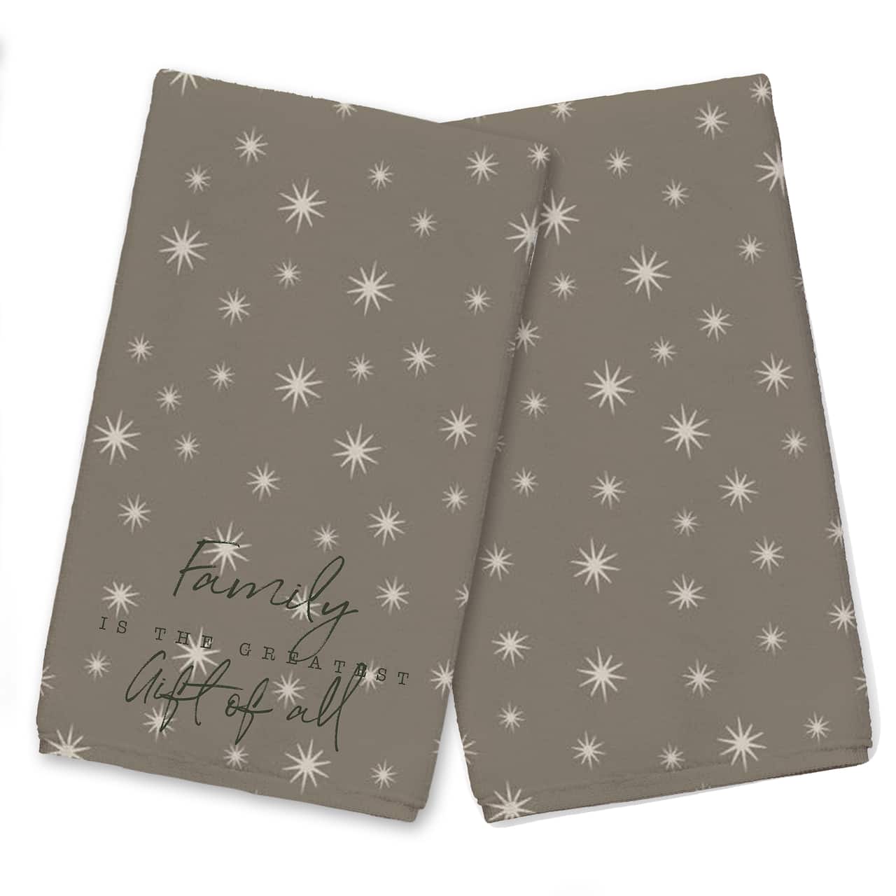 Family Greatest Gift Gray Twinkle Tea Towel - Set of 2